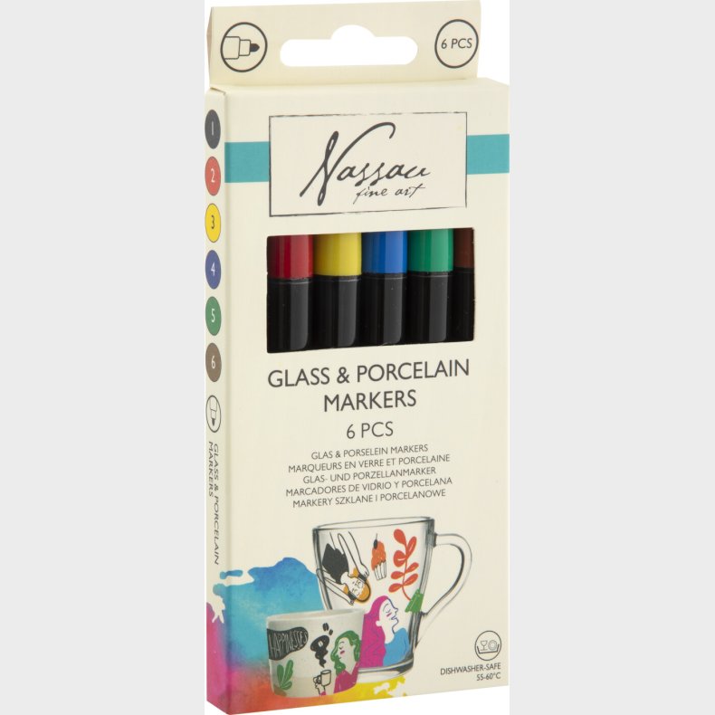 Nassau Fine Art - Tusser Til Glas- Og Porcel�n - 6 Farver