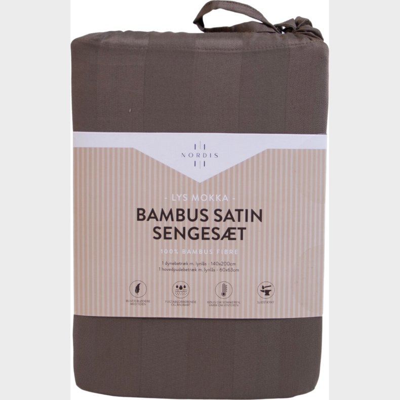 Nordisk - Noel Bambus Satin Senget�j - Lys Mokka - 140x200 Cm, 60x63 Cm