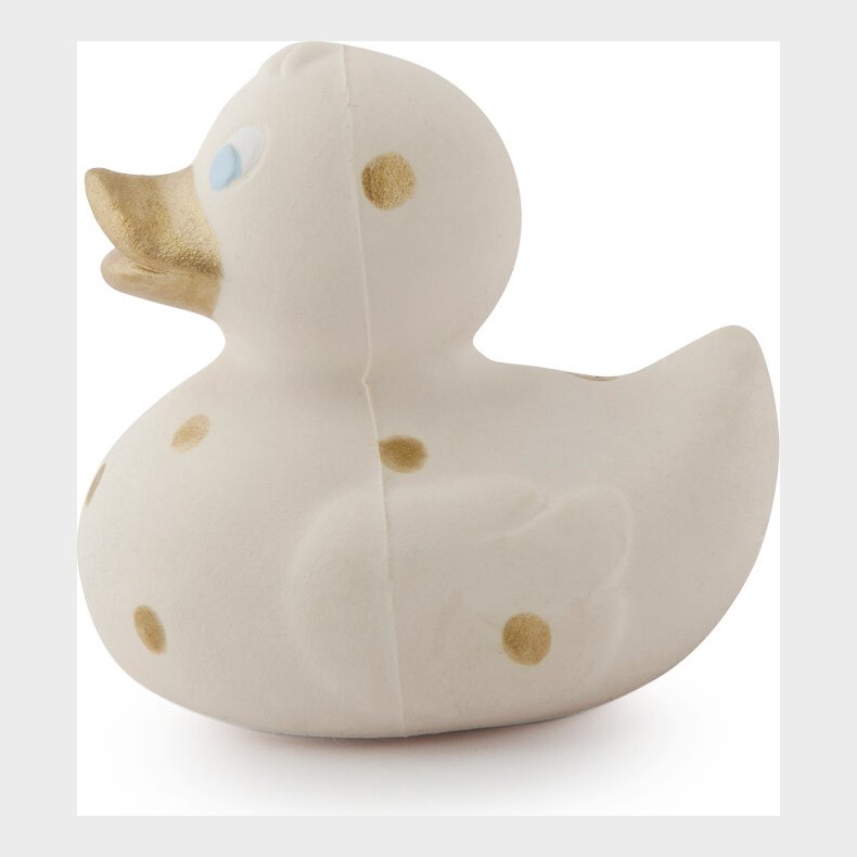 Oli & Carol - Lille Badeand - Hvid Med Guld Prikker 8 Cm