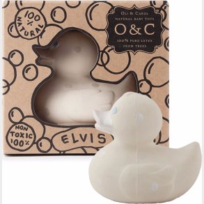 Oli & Carol - Lille Badeand - Hvid Med Slv Prikker 8 Cm