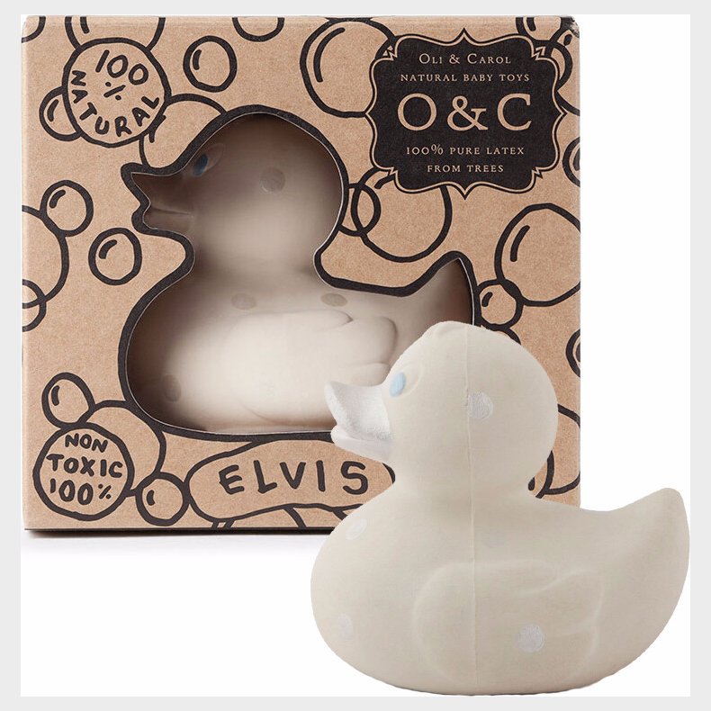 Oli & Carol - Lille Badeand - Hvid Med Slv Prikker 8 Cm