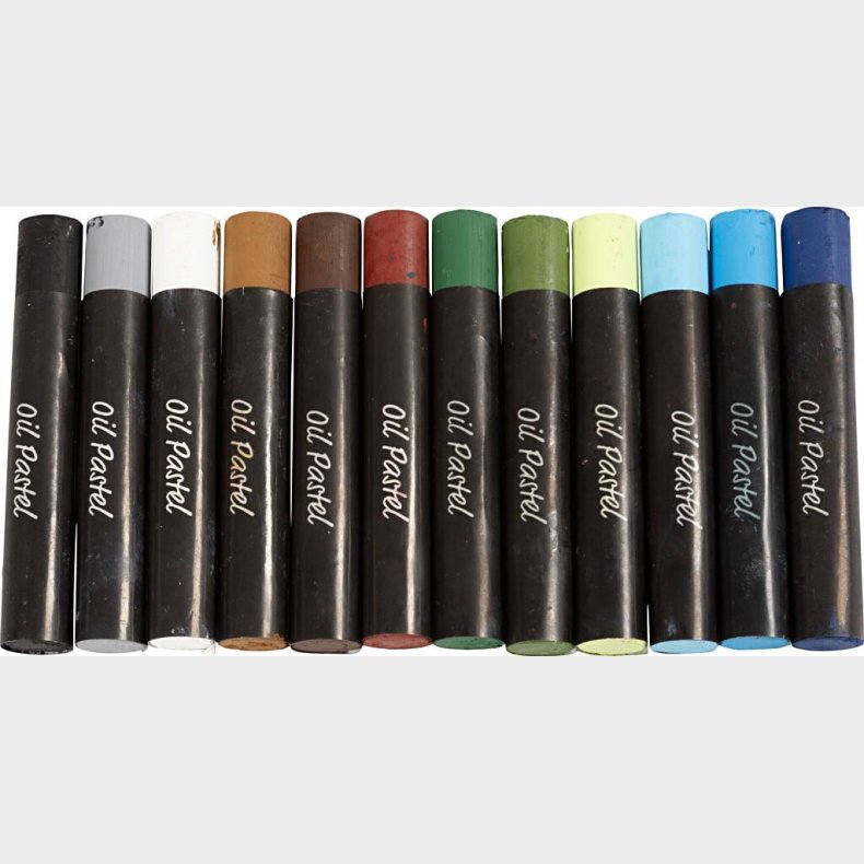 Oliepastel - L 7 Cm - Tykkelse 11 Mm - Naturfarver - 12 Stk.