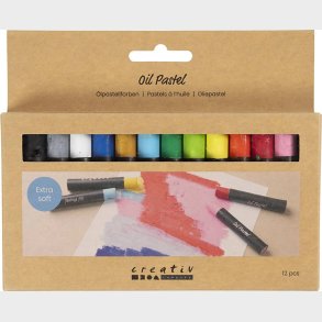 Oliepastel - L 7 Cm - Tykkelse 11 Mm - Standardfarver - 12 Stk.