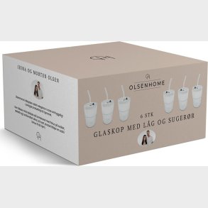 Olsen Home - Glass Cup With Lid & Straws - 6 Pack