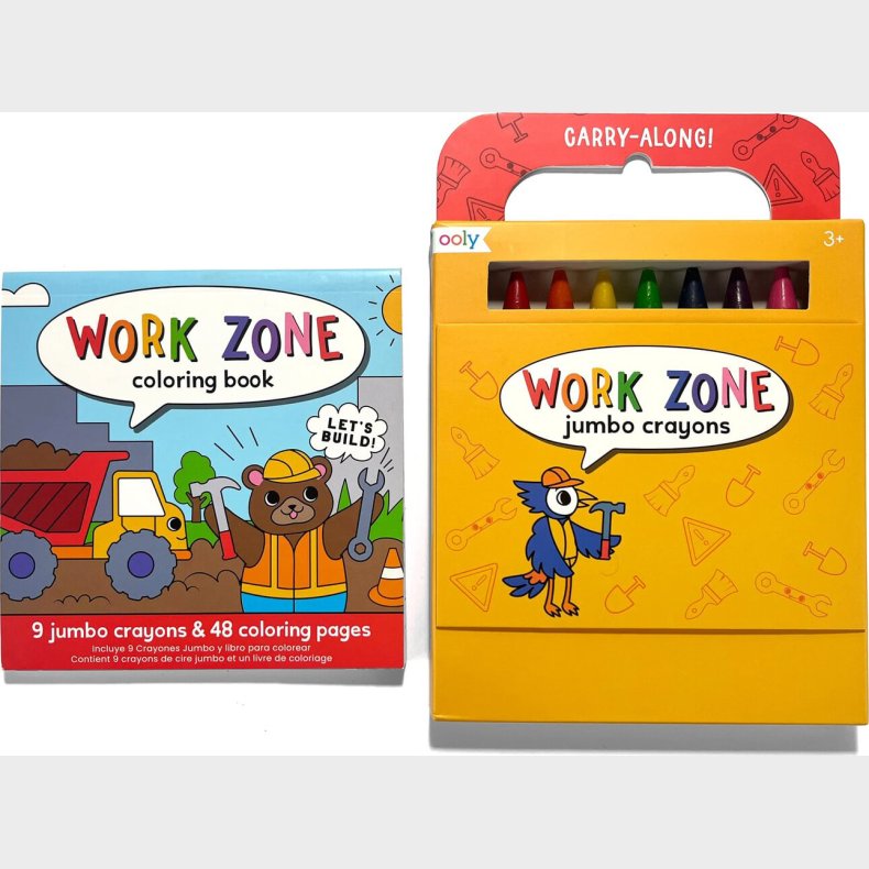 Ooly - Farvekridt Og Malebog - Work Zone - Carry Along
