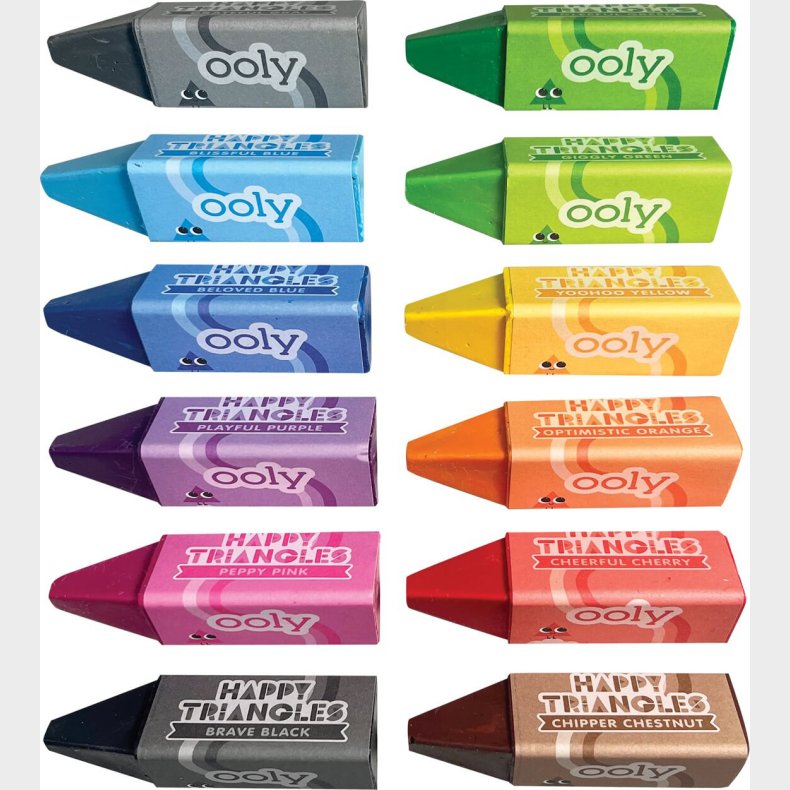 Ooly - Jumbo Farvekridt 12 Stk - Happy Triangles