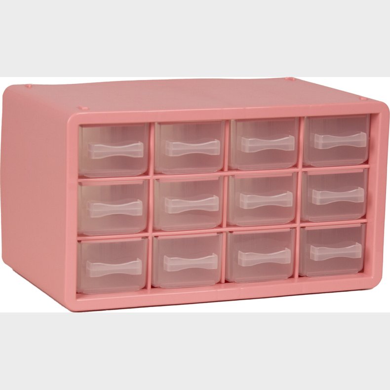 Opbevaringsboks M/12 Skuffer 14,2x24,8x14,9cm Pink - Raaco