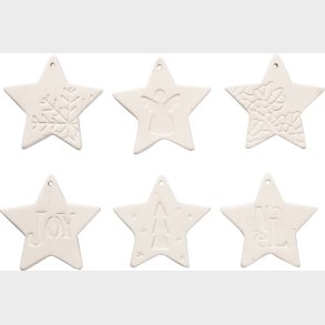 Ophng - Stjerne - Str. 7x7 Cm - Hvid - 6 Stk.