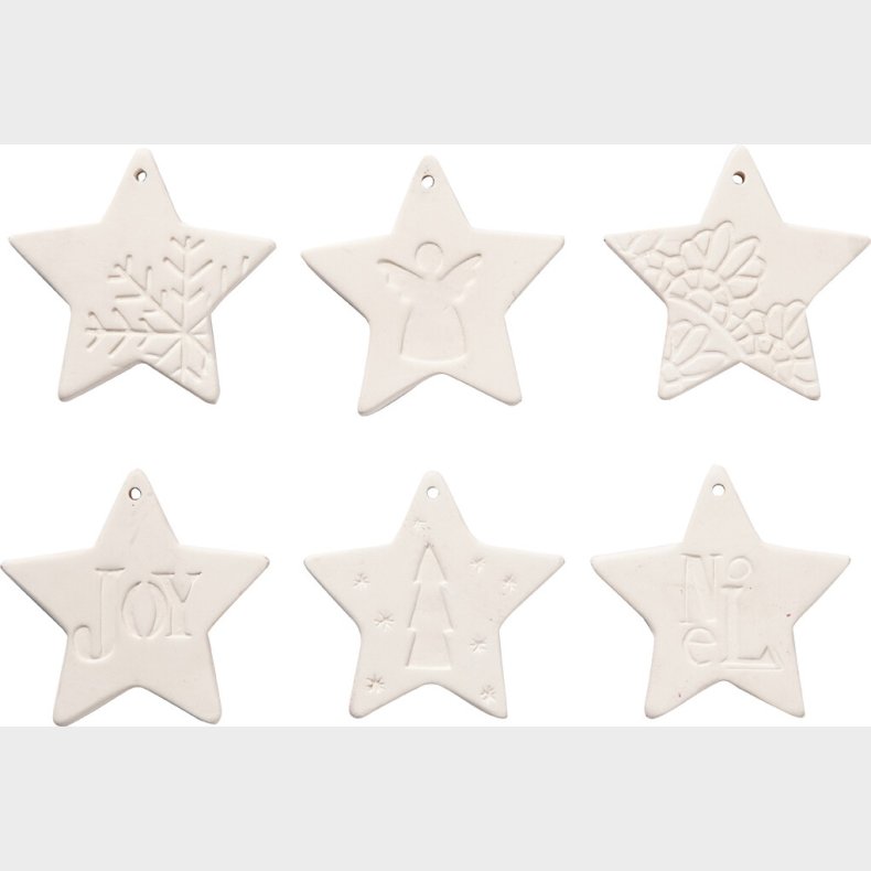 Ophng - Stjerne - Str. 7x7 Cm - Hvid - 6 Stk.