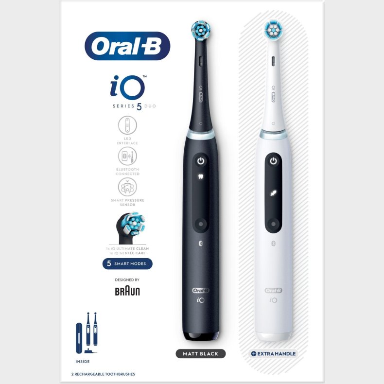 Oral-b - Io5 Duo Pakke Sort Ucb & Hvid Sc Elektriske Tandbrster