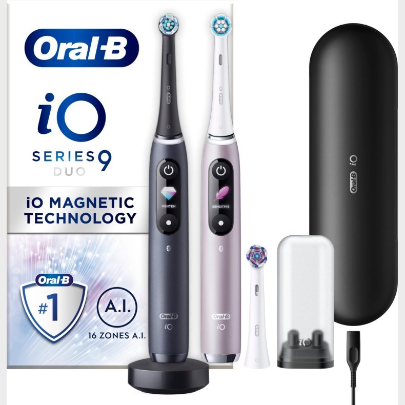Oral-b - Io9 Duo Pakke Sort Onyx & Rosenkvarts Elektrisk Tandbrste