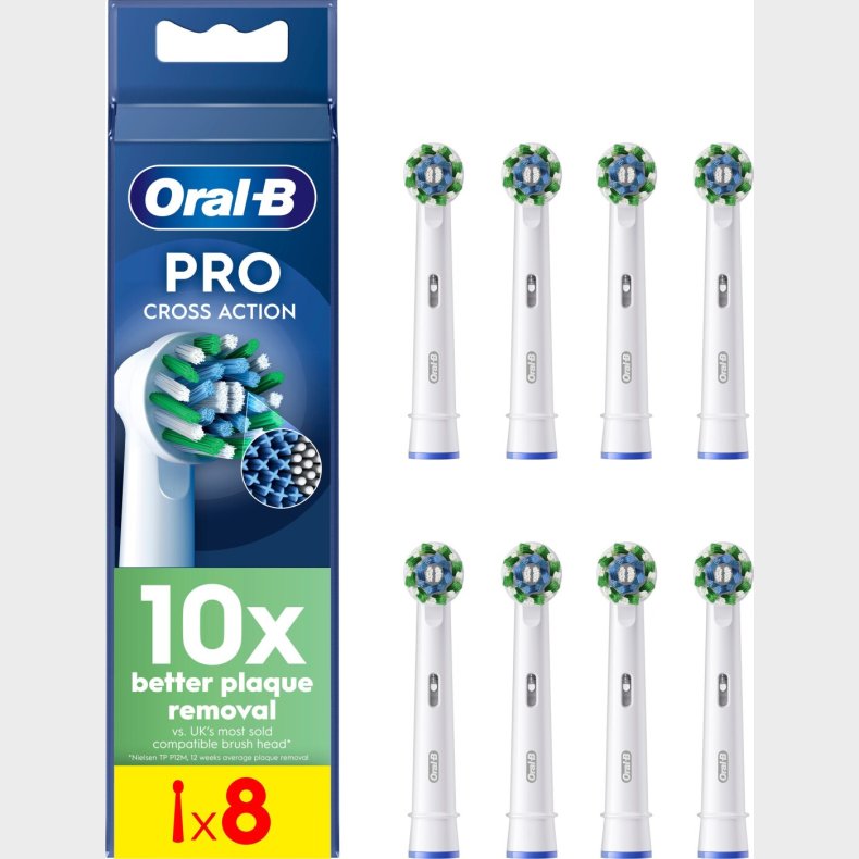 Oral B - Pro Cross Action B�rstehoveder - White - 8 Stk