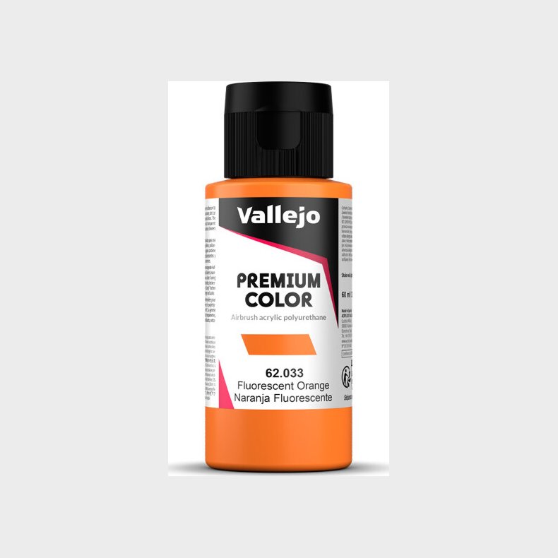 Vallejo - Premium Airbrush Maling - Orange Fluorescent 60 Ml