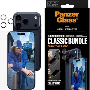 Panzerglass - 2-i-1 Classic Bundle - Iphone 17 Pro - Med Fastfit In-a-box