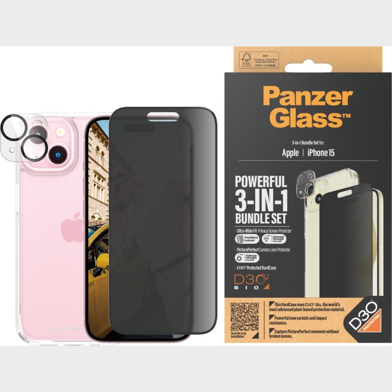 Panzerglass - Apple Iphone 15 Ultra-wide Fit 3-in-1 Bundle Set