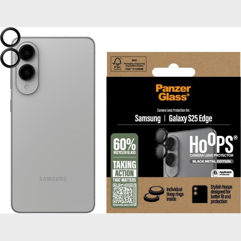 Panzerglass - Linsebeskyttelse - Sort - Samsung Galaxy S25 Edge