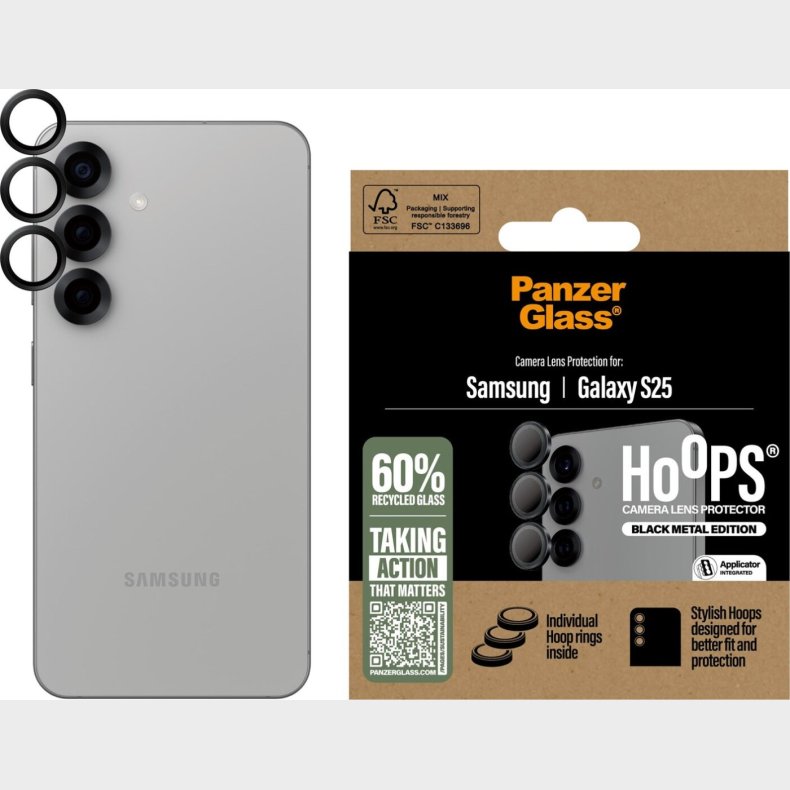 Panzerglass - Hoops - Samsung Galaxy S 2025 - Linsebeskyttelse - Sort