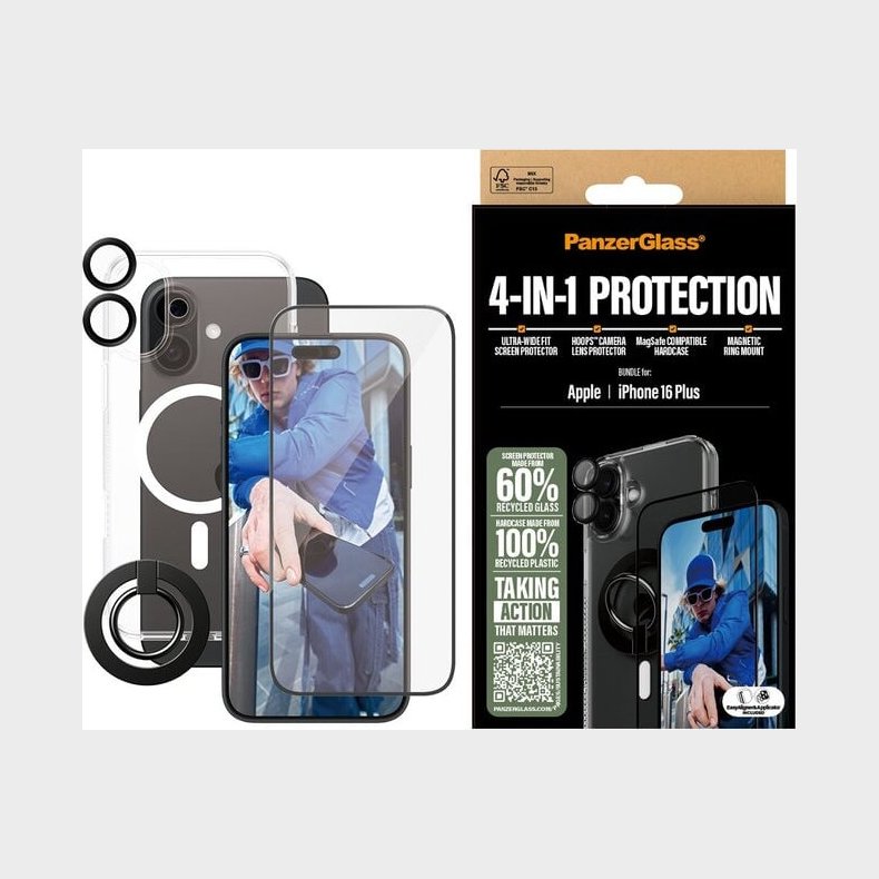 Panzerglass - Iphone 16 Plus 6.7'' - 4-i-1 Cover Beskyttelsess�t