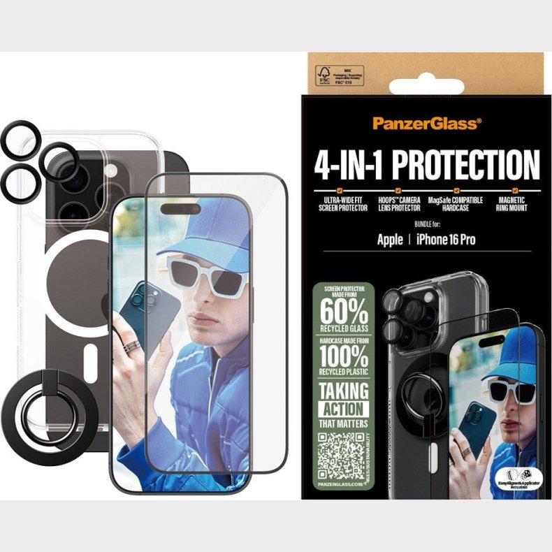 Panzerglass - Iphone 16 Pro 6.3'' Pro - 4-i-1 Cover Beskyttelsess�t