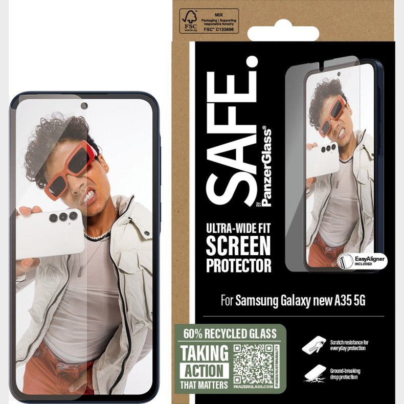 Panzerglass - Safe Sk�rmbeskyttelse Galaxy Nye A35 5g Uwf M. Aligner