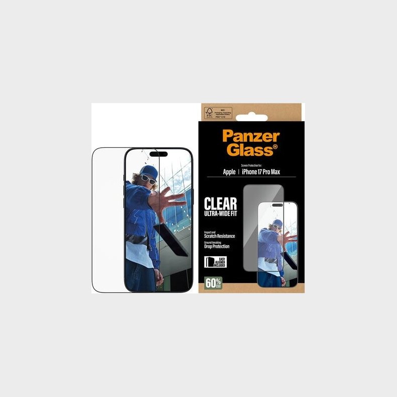 Panzerglass - Skrmbeskyttelse - Iphone 17 Pro Max - Ultra-wide Fit M. Easyaligner