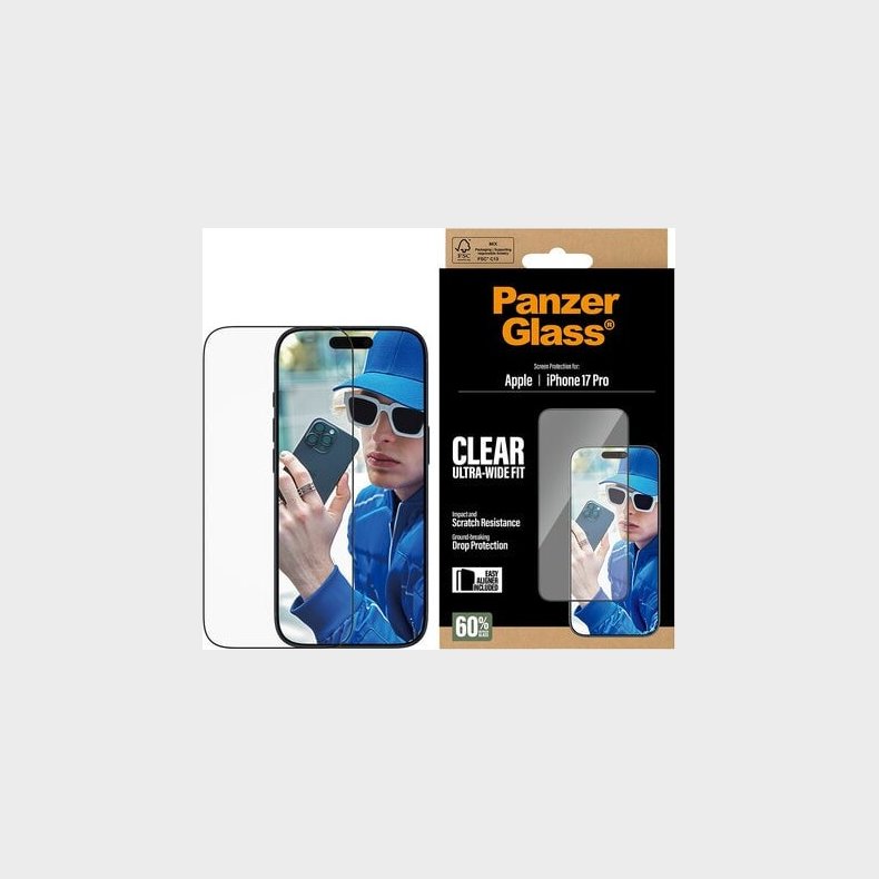 Panzerglass - Skrmbeskyttelse - Iphone 17 Pro - Ultra-wide Fit M. Easyaligner