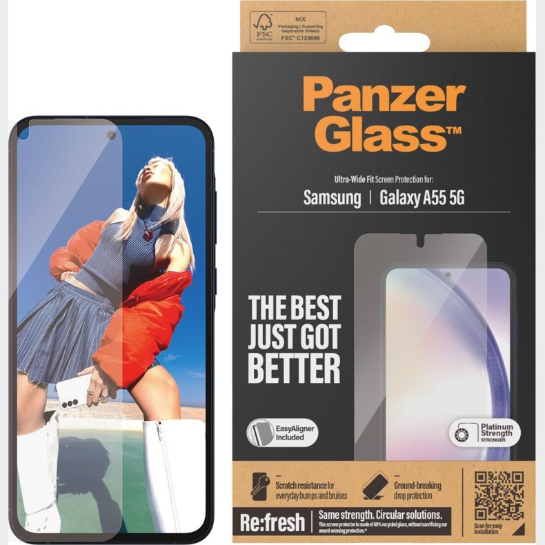 Panzerglass - Samsung Galaxy A55 5g - Skrmbeskyttelse - Ultra-wide