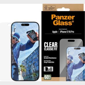 Panzerglass - Skrmbeskytter Iphone 17 / Iphone 16 Pro - Classic Fit Med Easyaligner