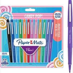 Paper Mate - Flair Penne Filtspids - Blandede Candy-pop-farver - 12 Styk