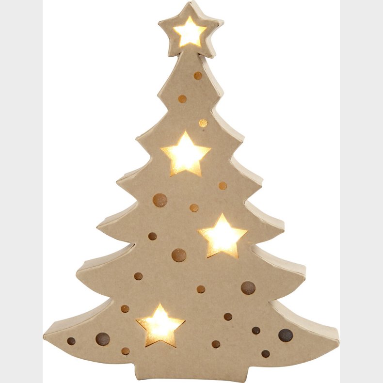 Papfigur Med Indbygget Lys - Juletr - H 27 Cm - D 4 Cm - B 21,5 Cm - 1 Stk.