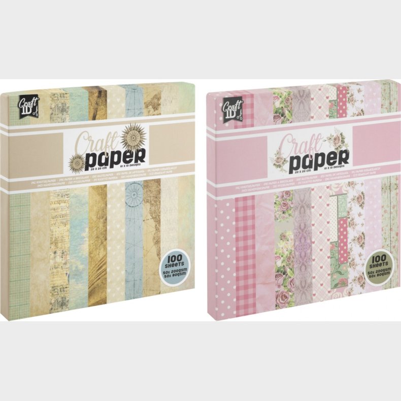 Mnstret Papir - 20x20 Cm - 80-200 G - 100 Ark - Assorteret