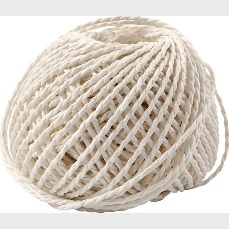 Papirgarn - Tykkelse 2,5-3 Mm - Hvid - L 40 M - 150 G
