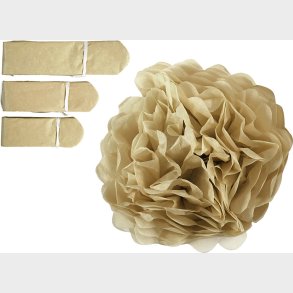 Papir Pomponer -  20+24+30 Cm - 16 G - Guld - 3 Stk.