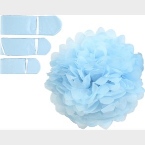 Papir Pomponer -  20+24+30 Cm - 16 G - Lysebl - 3 Stk.