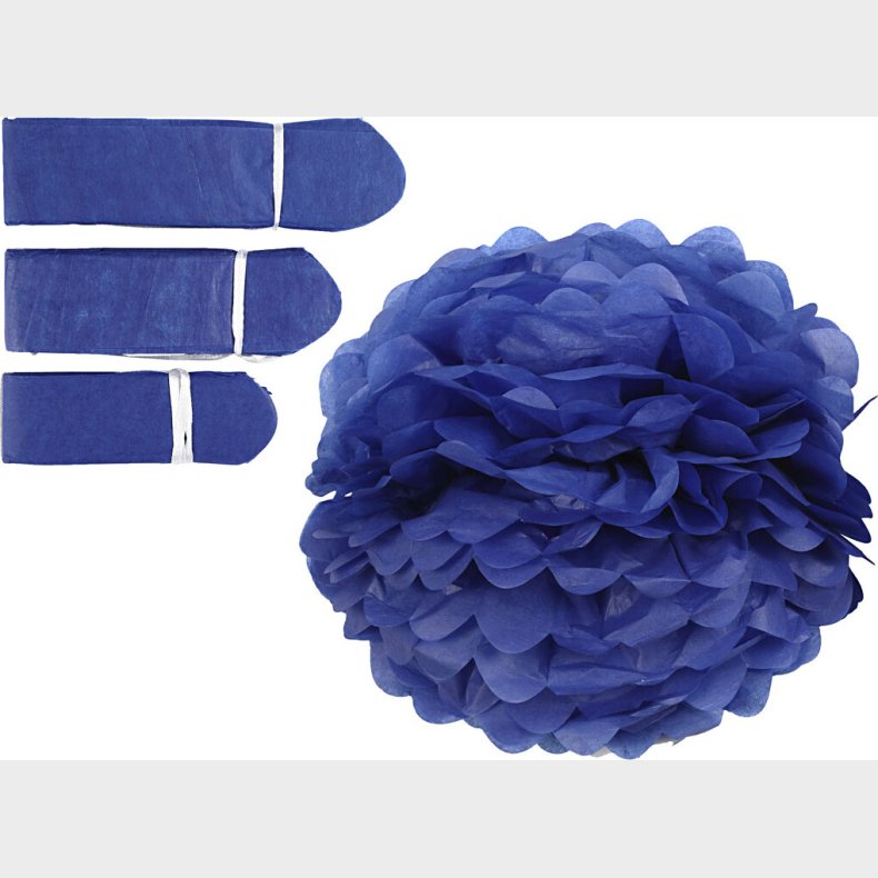 Papir Pomponer -  20+24+30 Cm - 16 G - Mrk Bl - 3 Stk.