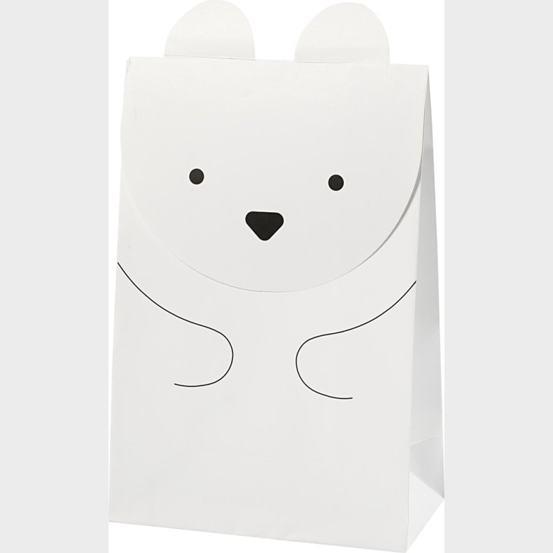 Papirposer - Isbjrn - Hvid - 18x6x12 Cm - 80 G - 6 Stk.