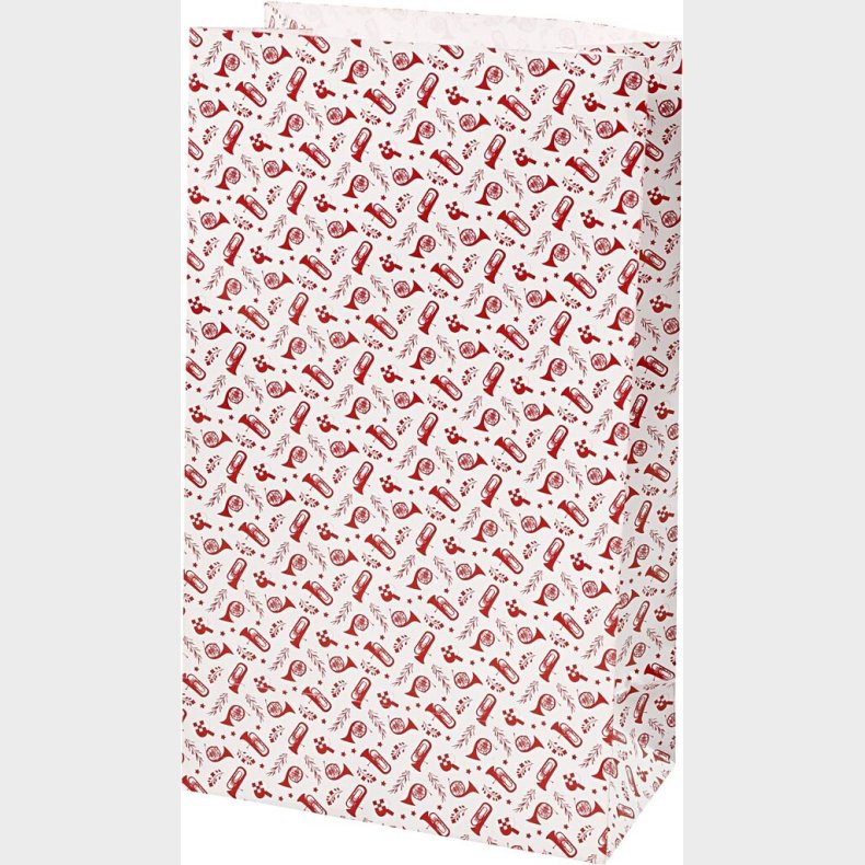 Papirposer - Trompet - Rd Hvid - 21x6x12 Cm - 8 Stk.