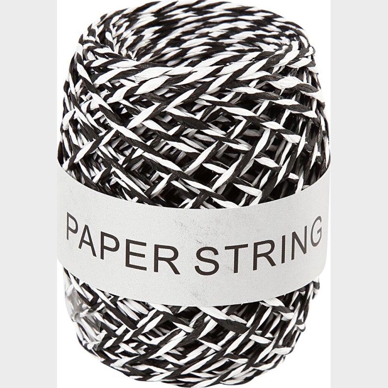 Papirsnor - Tykkelse 1 Mm - Sort/hvid - 50 M