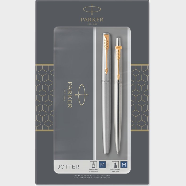 Parker - Jotter Duo Gavest - Rustfrit Stl Med Guld Detaljer
