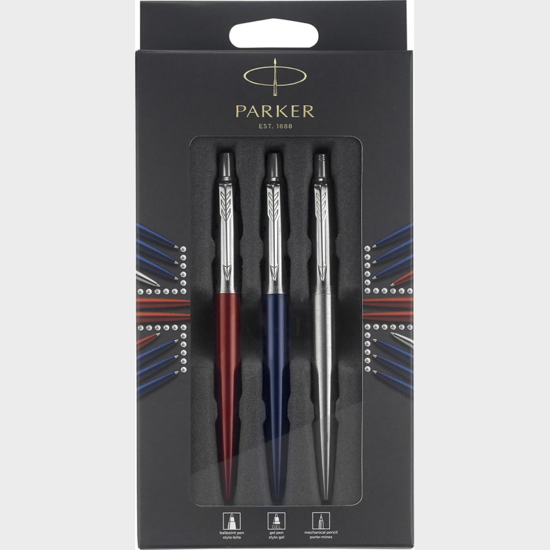 Parker - Jotter London Trio Discovery-pakke - Royal Blue, Red Kensington, Stainless Steel