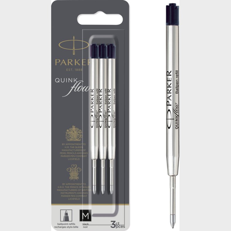 Parker - Quinkflow-blkpatroner Til Kuglepen - Sort - Medium