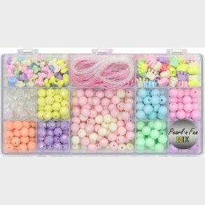 Pastel Perlemix M/elastiksnor Ass. Former - Pearl N Fun