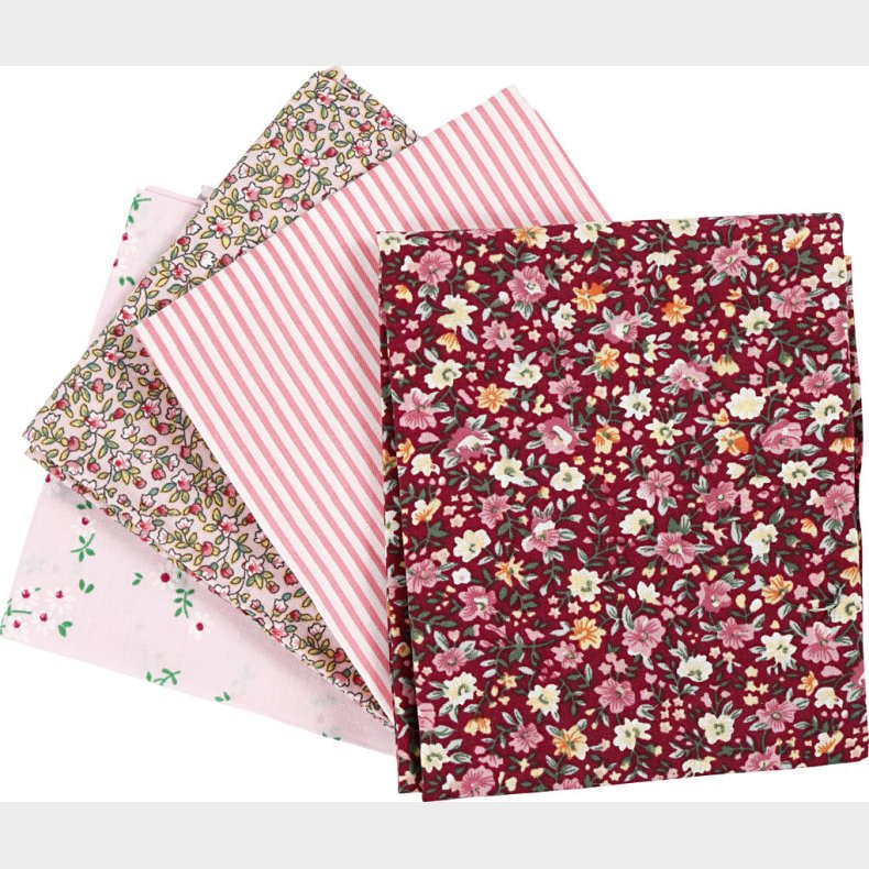 Patchworkstof - Str. 45x55 Cm - 100 G - Rosa - 4 Stk./ 1 Bundt