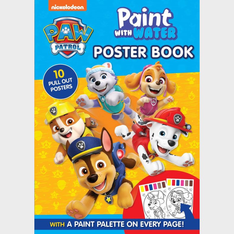 Paw Patrol - Mal Med Vand Plakatbog - 10 Plakater - Bog