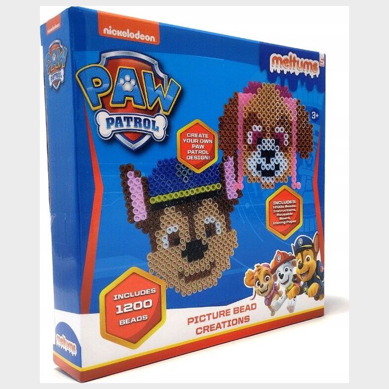 Paw Patrol Perleplader Med 1200 Stk Perler - Chase+skye