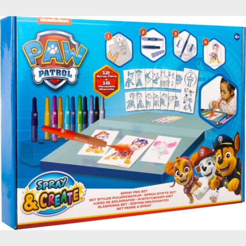 Paw Patrol - Spray Pen Malest - 12 Farver