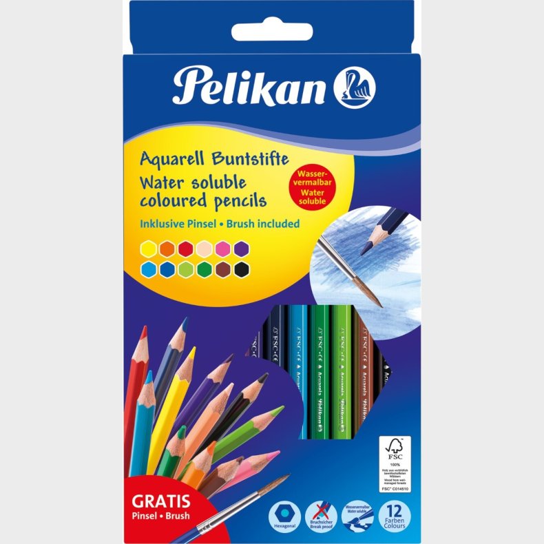 Pelikan 12 Col Pencils Aquarell - Hexa