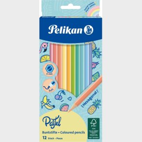 Pastel Farveblyanter - 12 Farver - Pelikan