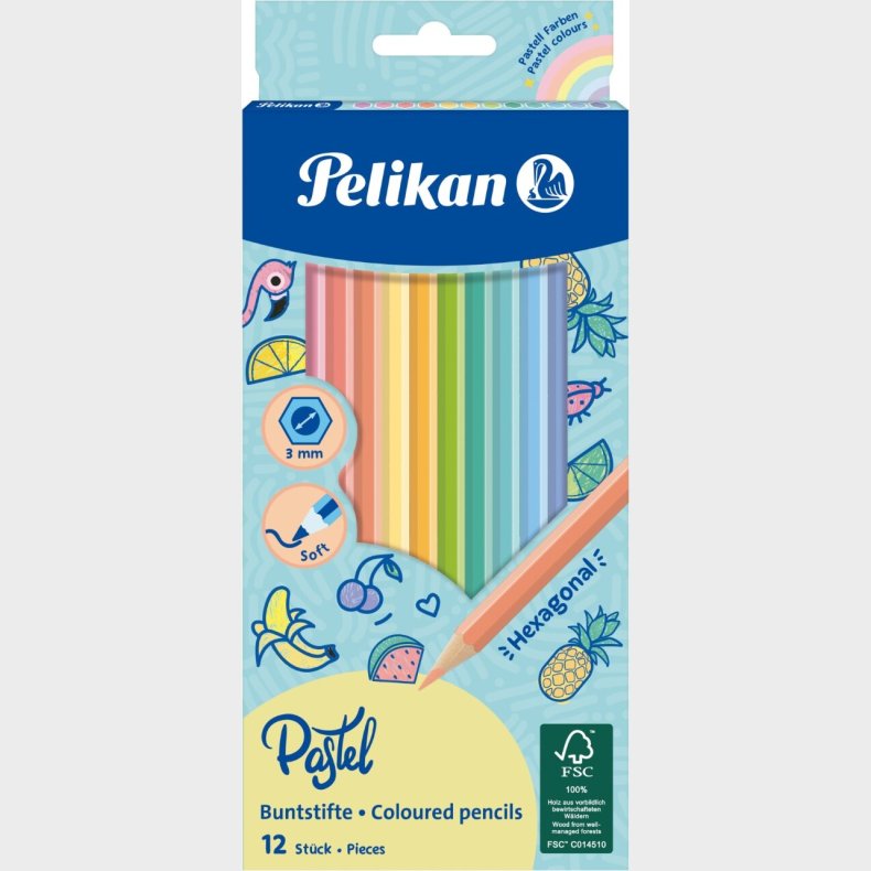 Pastel Farveblyanter - 12 Farver - Pelikan