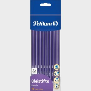 Pelikan - Blyanter Med Viskelder - Hrdhed Hb - Bl - 10 Stk